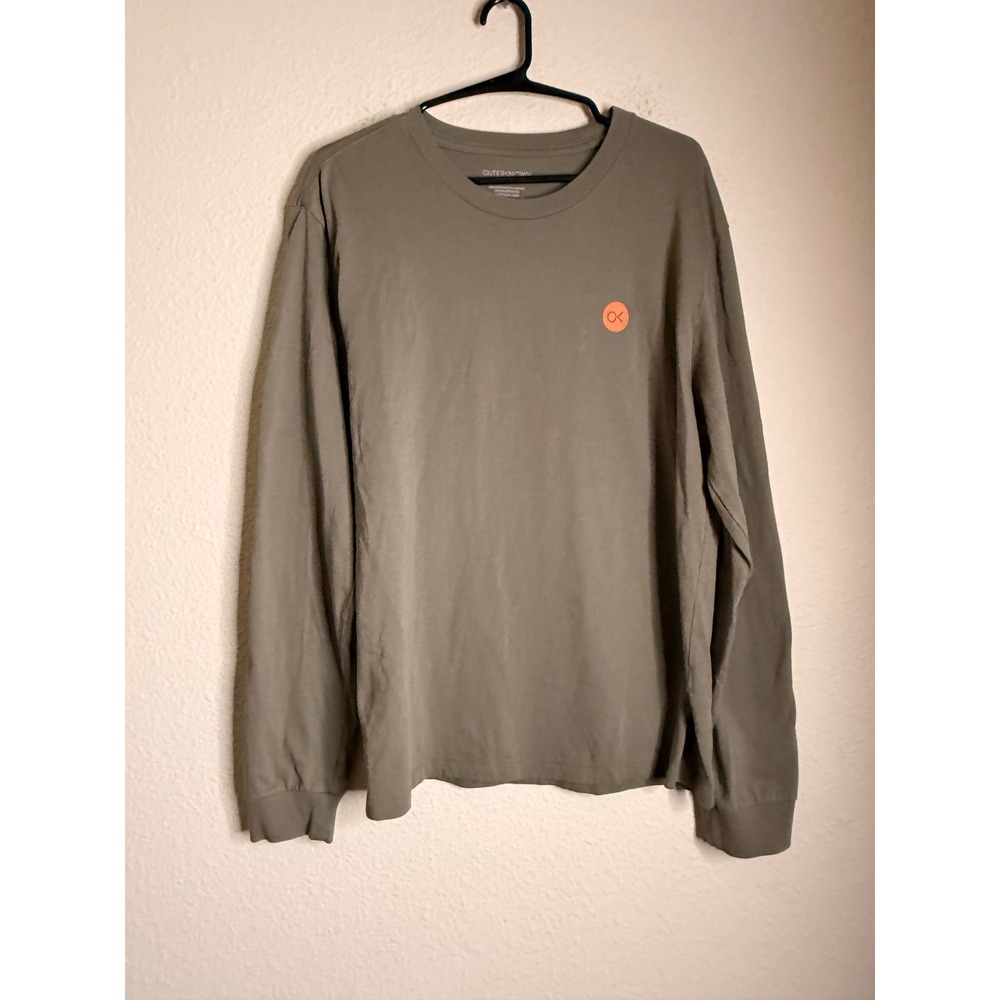 Outerknown Shirt Mens Medium Gray Green Graphic Long Sleeve Sustainably Made Tee